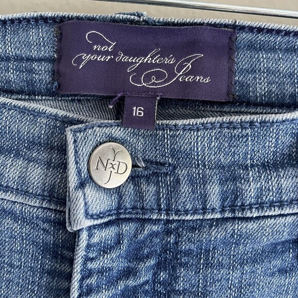 NYDJ Crop Straight Leg Jeans Plus Size 16 High Rise Rhinestones Gem Stretch Blue - Picture 8 of 9